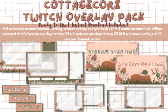 Download Cottagecore Twitch Stream Overlay Pack - Stream overlay Collection